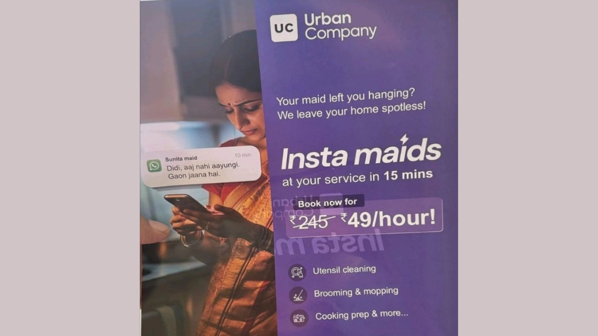 A viral LinkedIn post slammed the ad, arguing that it dehumanises domestic workers and perpetuates systemic labor exploitation
