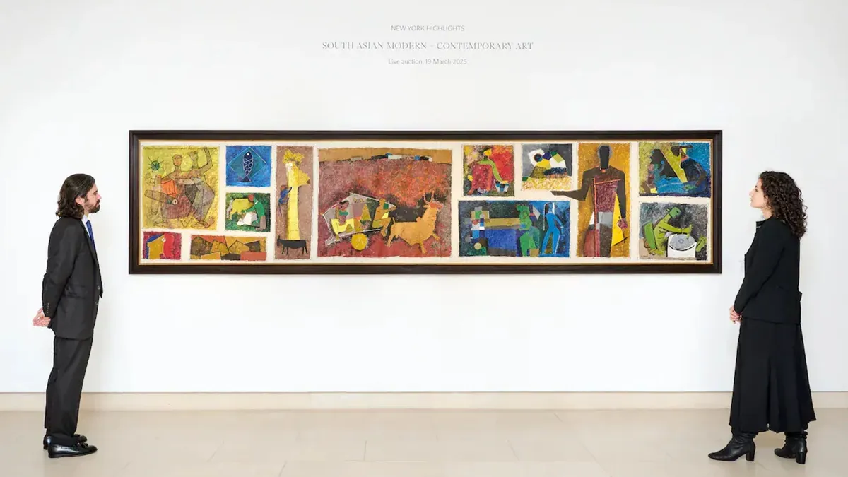 Indian art, art, art market, MF Husain, paintings, Gram Yatra, DAG, Saffronart, AstaGuru, Pundole