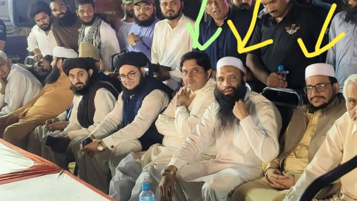 The picture showing two terrorists seated with the Speaker of Pakistan’s Punjab Assembly was taken in Kasur on May 28.