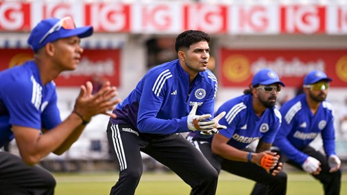 IND vs ENG First Test Live Score, India vs England Live Cricket Score: Indian cricket team captain Shubman Gill with teammates during a practice session ahead of the first Test cricket match against England, at Headingley, Leeds, Thursday, June 19, 2025. (ICC via PTI Photo)