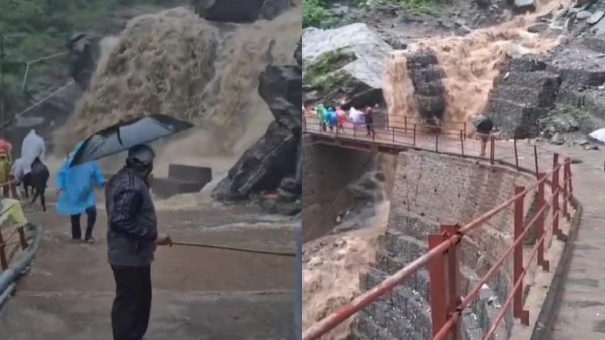 The Kedarnath Yatra has been suspended from Sonprayag due to a fatal landslide near Jangalchatti, which killed one and injured two. (Image Source: Screenshot of video)