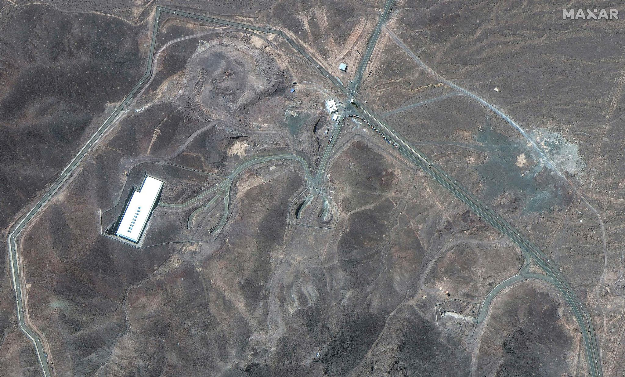 This satellite image provided by Maxar Technologies shows vehicles at Fordo enrichment facility in Iran on June 19 (Photo: AP/PTI)