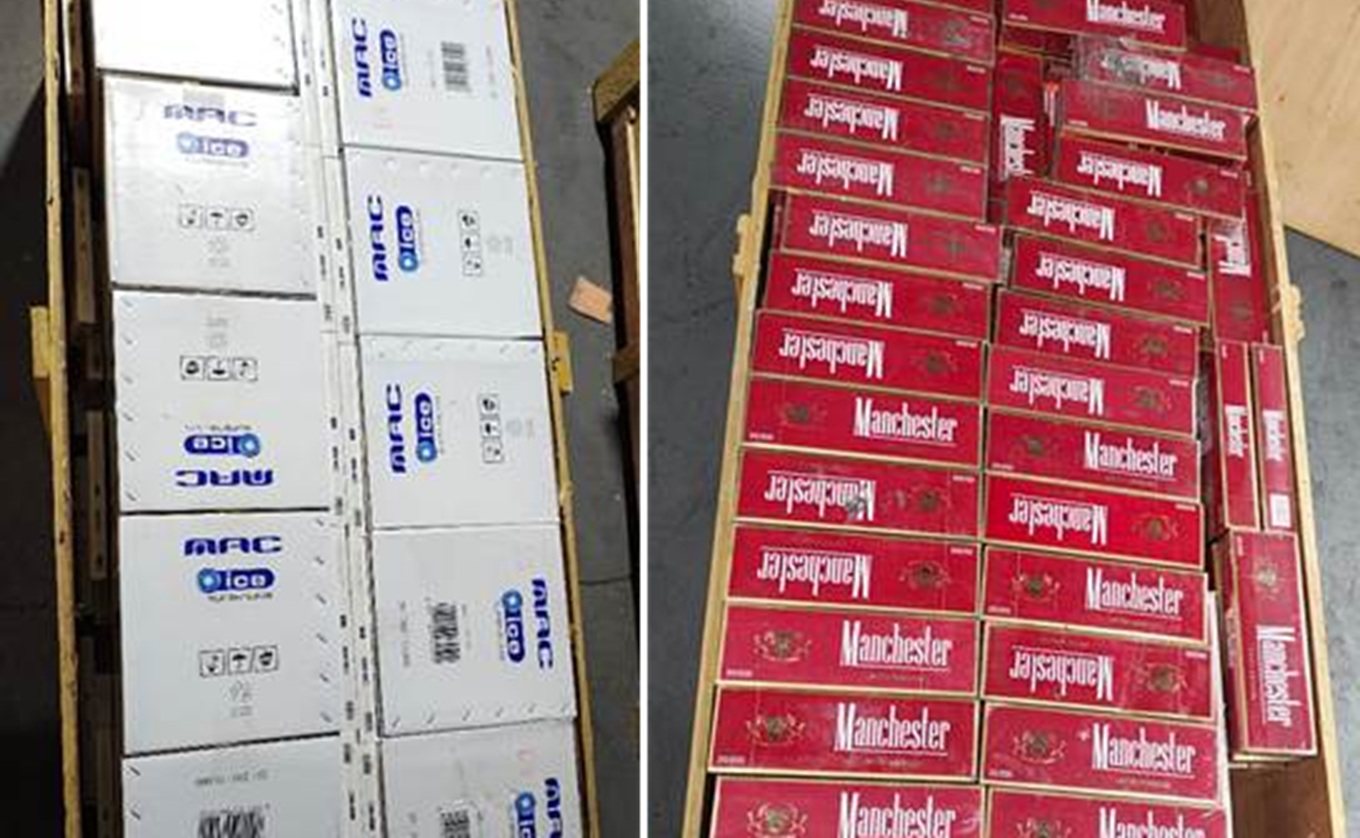 Officials seize over 92 lakh illegally-smuggled foreign cigarettes in Chennai (Photo via PIB)