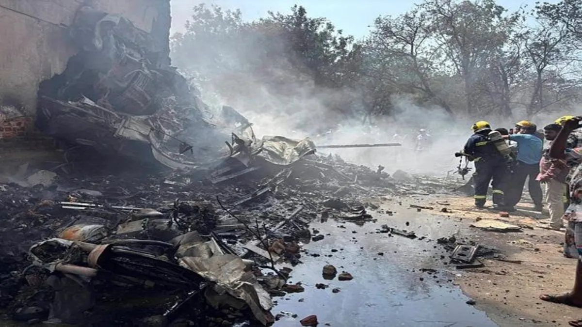 Firefighters work at the site of an airplane that crashed in India's northwestern city of Ahmedabad in Gujarat state, Thursday, June12, 2025.