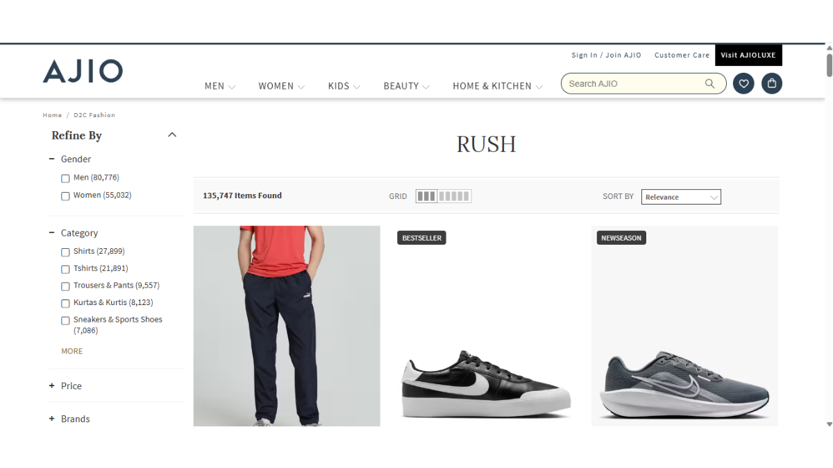 Ajio Rush follows a similar express delivery pilot launched by Myntra in 2024 under its M-Now initiative, offering deliveries within 30 minutes to two hours.
