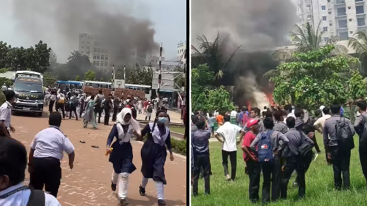 Bangladesh Air Force training jet crashes into school in Dhaka, killing 1