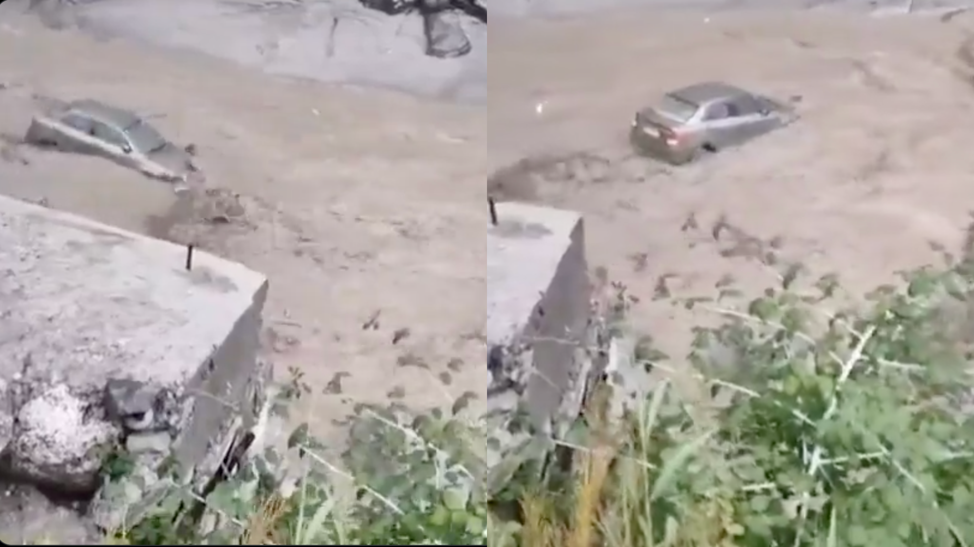 A harrowing video captures the moment a car is swept away by flash floods following a cloudburst in Uttarakhand’s Uttarkashi district on Tuesday.