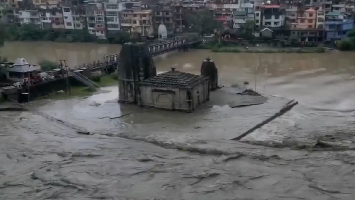 Drone visuals of the Beas River. The water level is on the rise due to incessant rainfall.