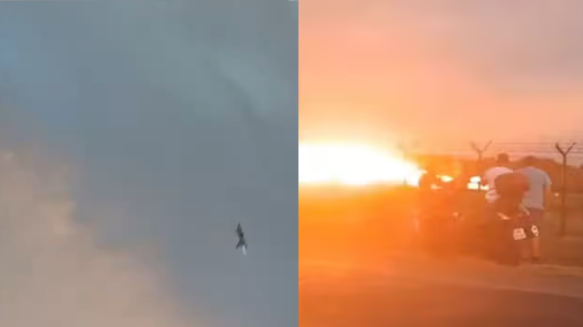 The jet, engulfed in fire, skidded on the runway for a few meters before emergency responders came into contact with the plane.