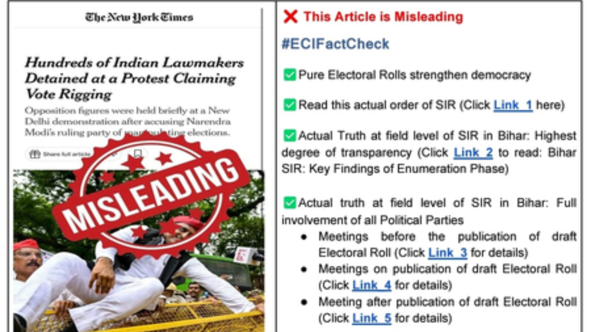 The ECI shared a social media post carrying links to videos related to the “Actual truth at field level” of the ongoing Special Intensive Revision (SIR) in Bihar.