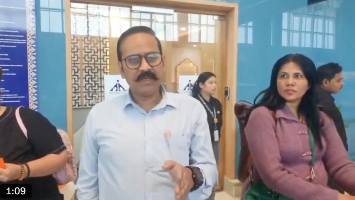 An Air India Boeing flight from Bengaluru to Gwalior failed to land on its first attempt and veered off to one side, with the impact so severe that even life jackets came out.