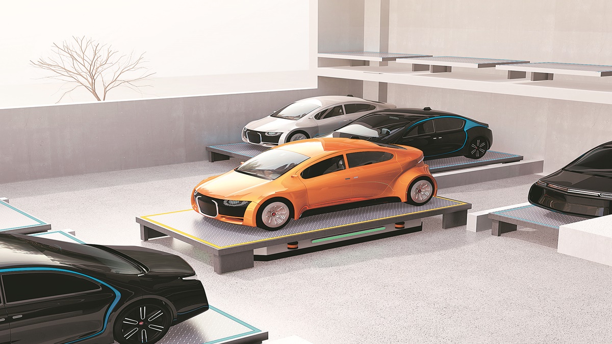 Robotic parking, urban mobility, sustainability, cars, auto