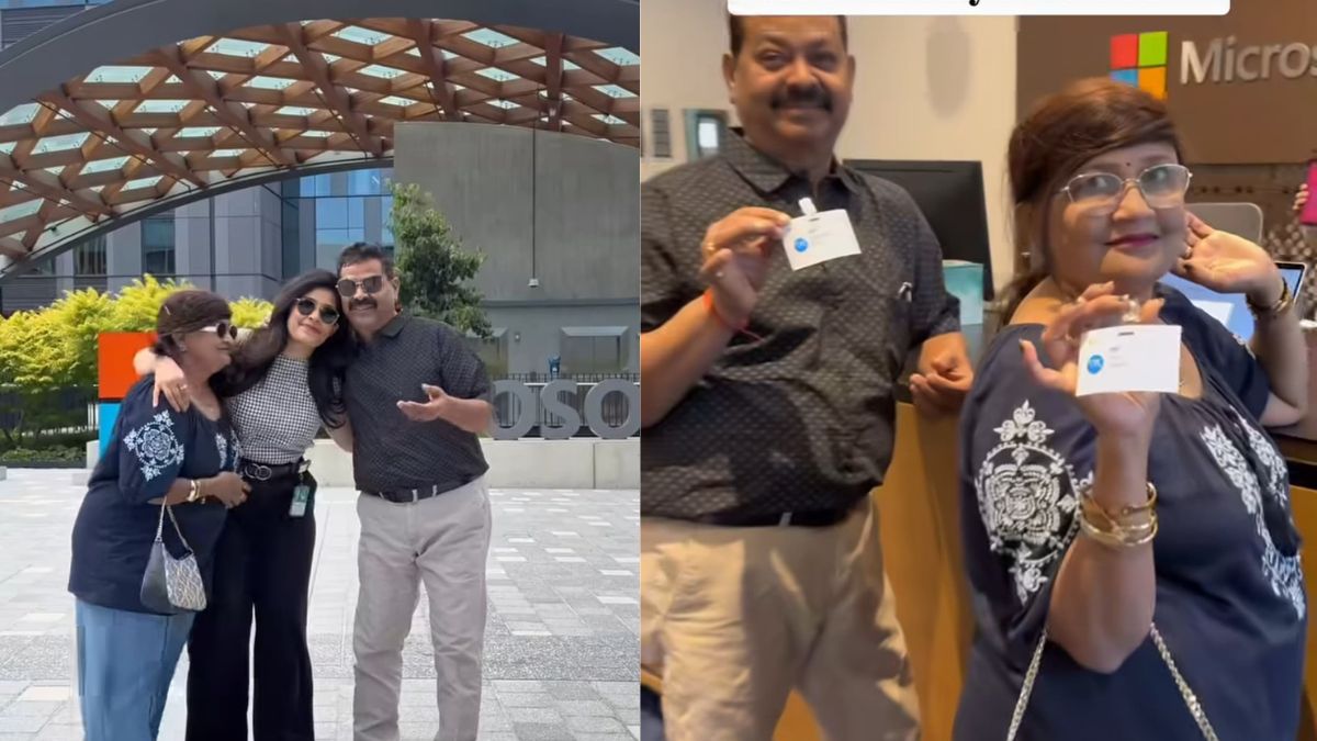 'This isn’t just my dream come true, it’s theirs too...' Woman gives parents a special tour of her Microsoft US office