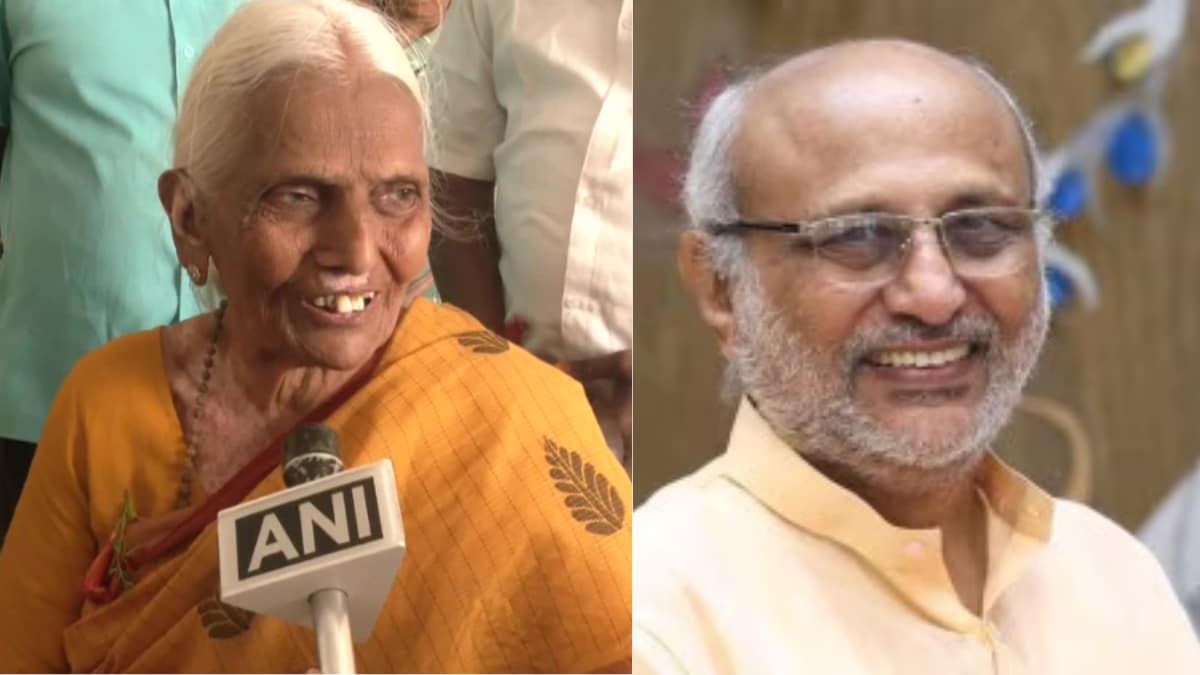 I would really like to thank Prime Minister Narendra Modi for this honour,” Ammal is heard saying in the video. CP Radhakrishnan (right), his mother Janaki Ammal (left)