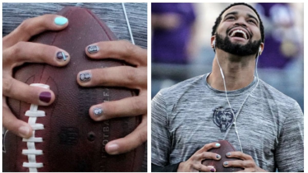 Fans divided as Caleb Williams painted his nails for the Vikings games. Here is the reason behind it