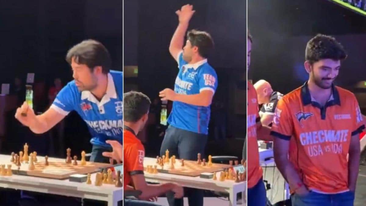 hikaru throws gukesh king, hikaru gukesh king video, nakamura, gukesh, nakamura gukesh, gukesh nakamura, checkmate india, checkmate india usa, checkmate india usa news, gukesh nakamura thorw king