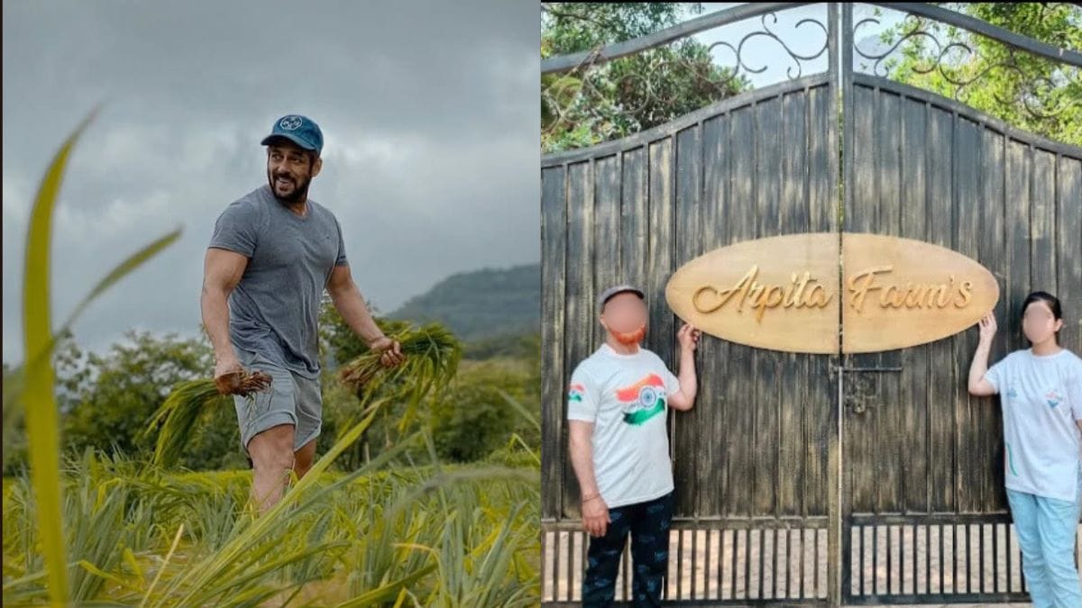 Fans posing in front of Salma Khan's luxurious property Arpita Farms. (Image source: Instagram, Reddit)