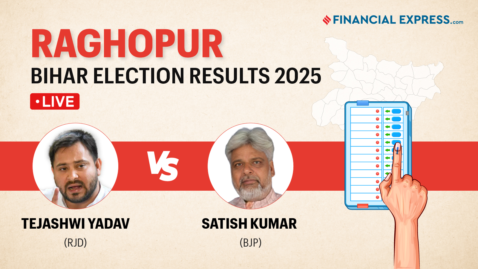 Tejashwi Yadav vs Satish Kumar Raghopur Assembly Elections 2025 Results, Raghopur Bihar Election Results LIVE Updates